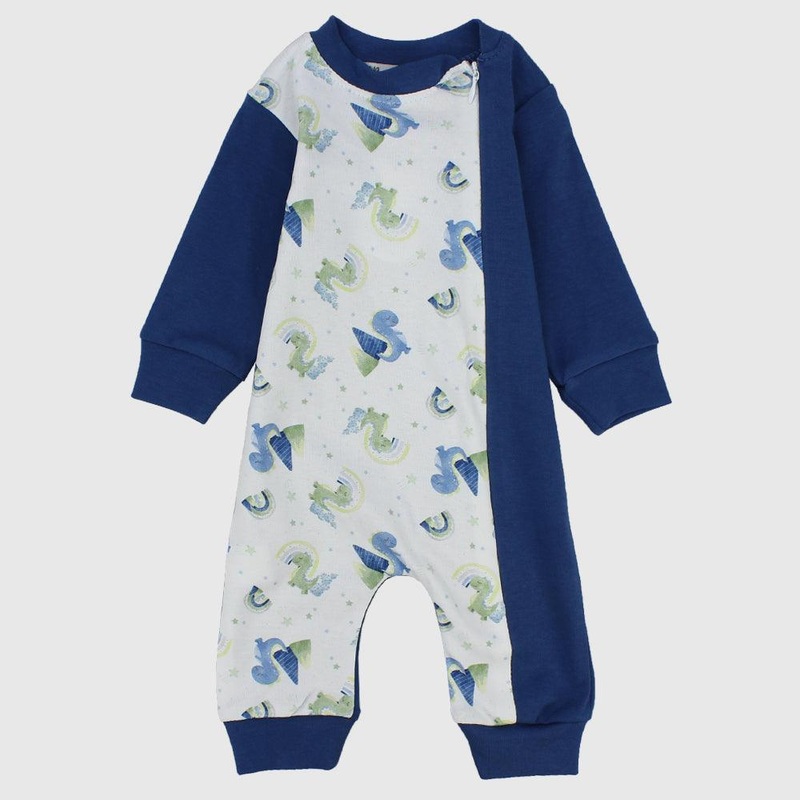 Sleepy Dino Long-Sleeved Footless Onesie