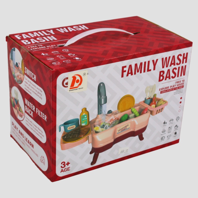 Family Wash Basin Kids Kitchen Toy Set  Little Chef Cooking & Cleaning Playset