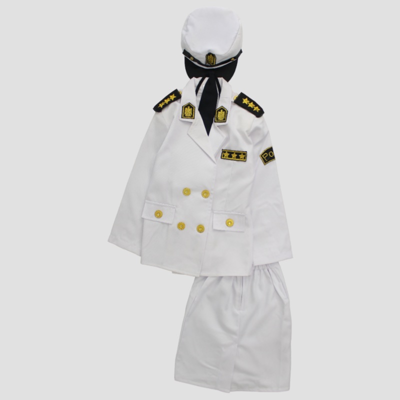 Policewoman Costume|White|S (3Y-5Y)|M (5Y-7Y)|L (7Y-9Y)
