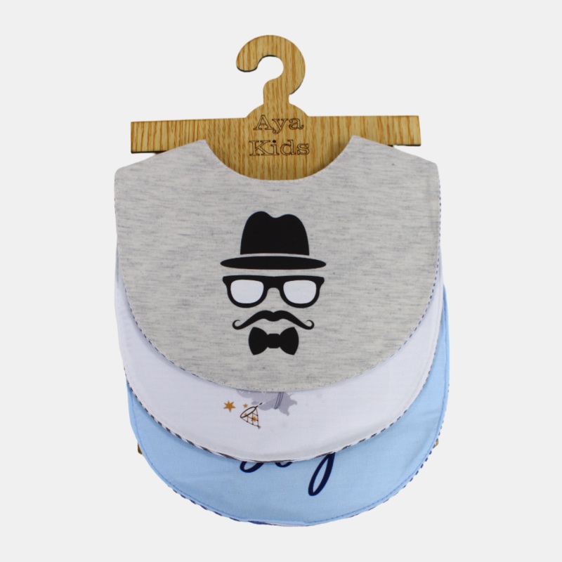Baby Cotton Bibs  Pack of 3  Man's Face Design