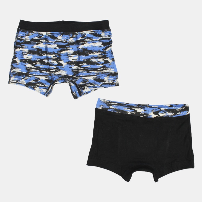 Boys Cotton Boxer Shorts  Black & Blue (Pack of 2)