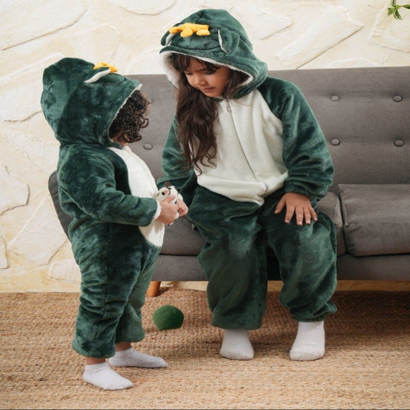 Prince Frog Long-Sleeved Fleeced Hooded Footless Onesie
