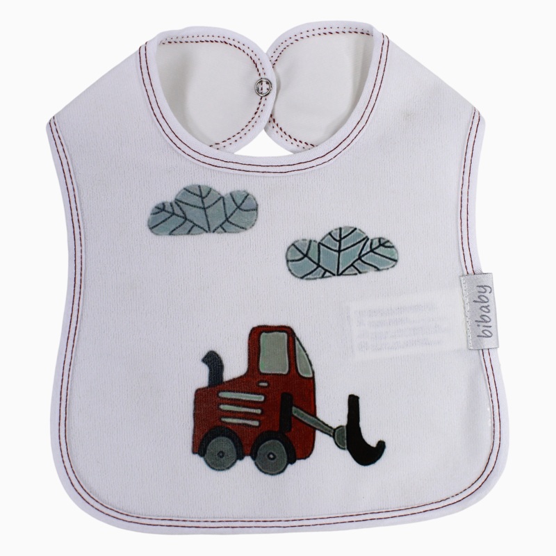 Boys Bib  Tractor Design|White