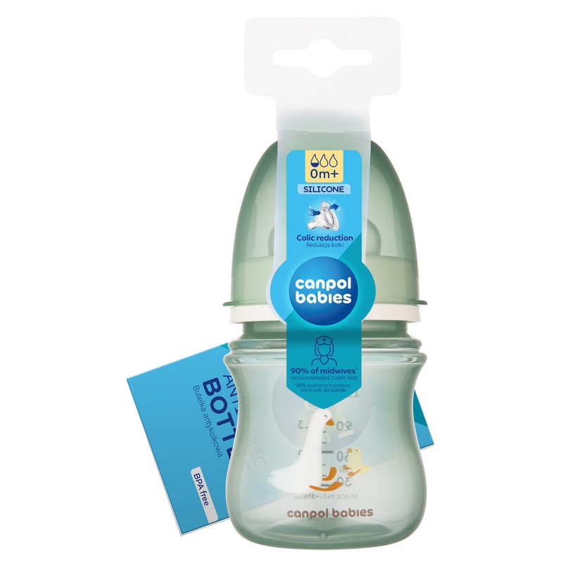 Canpol Babies EasyStart Wide-Neck Bottle 120ml  Goose Print (0m+) Green