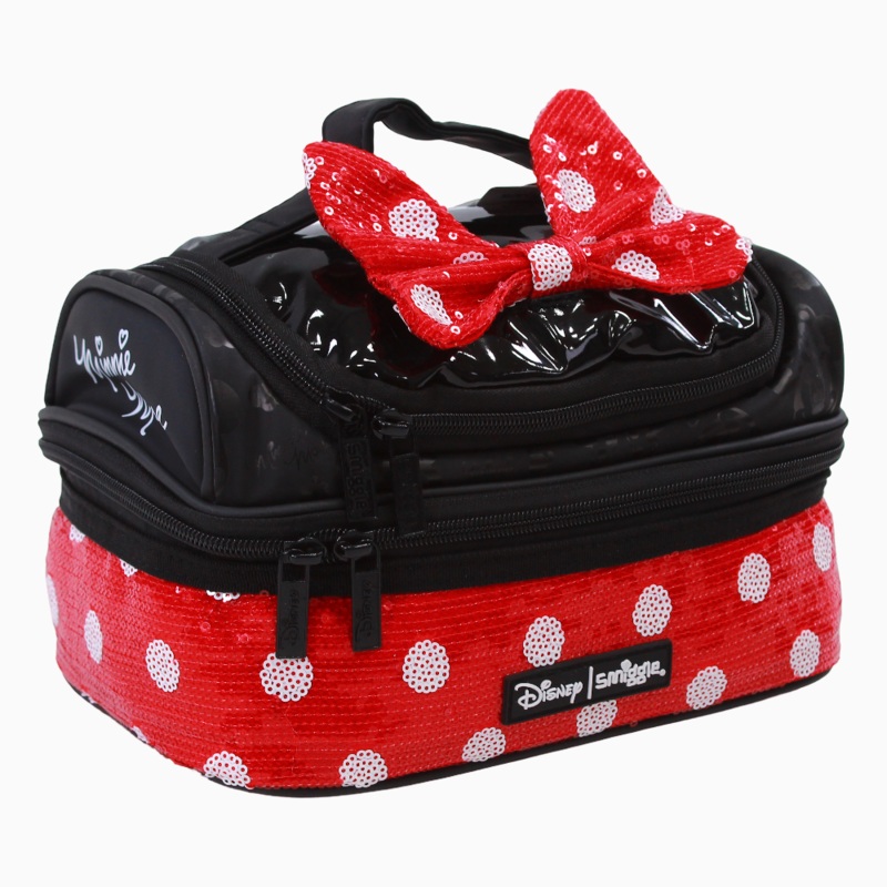 Fabric Lunch Bag Black & Red with Minnie Mouse Design