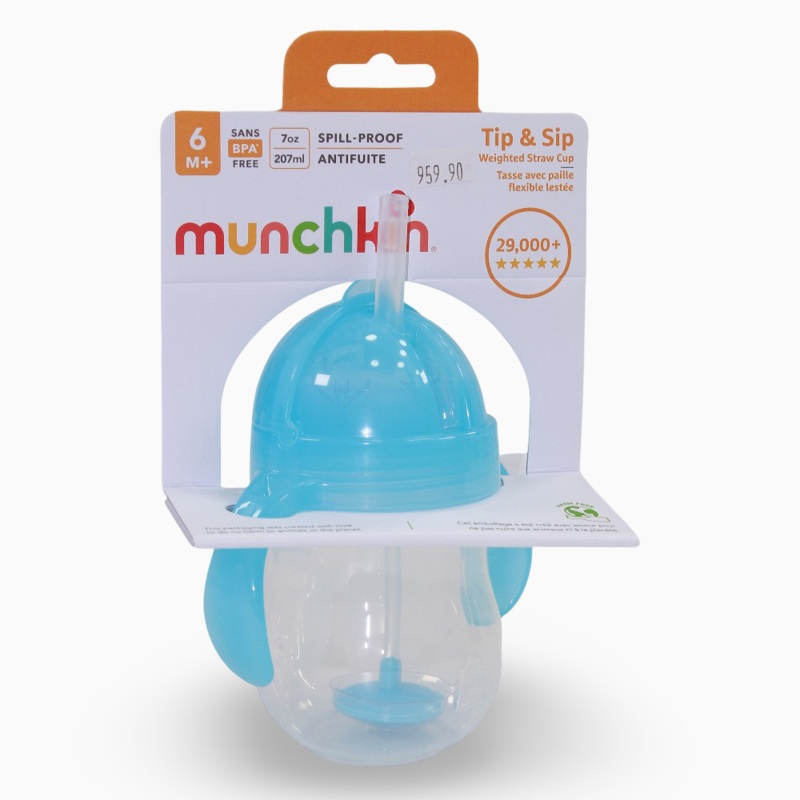 Munchkin Any Angle Click Lock Weighted Straw Trainer Cup 7 oz - Blue 6 months +
