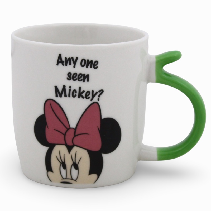 Porcelain Mug  Green Handle with Minnie Mouse Print
