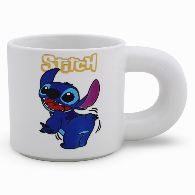 Porcelain Mug  White with Stitch Print