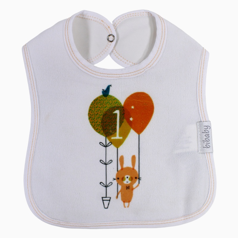Unisex Bib  Cute Bunny Print|White