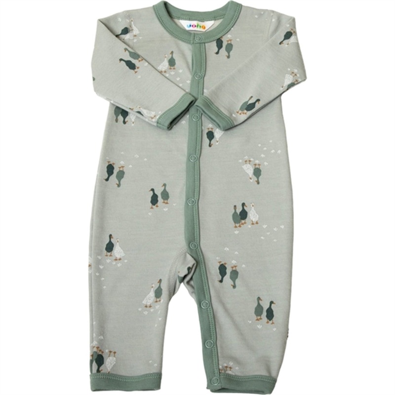 Joha Wool\/Cotton Mint AOP Onesie