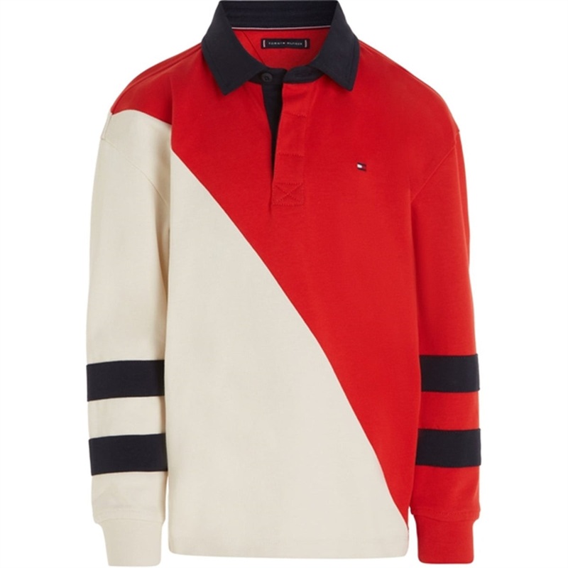 Tommy Hilfiger Colorblock Rugby LS Polo Red\/White Colorblock