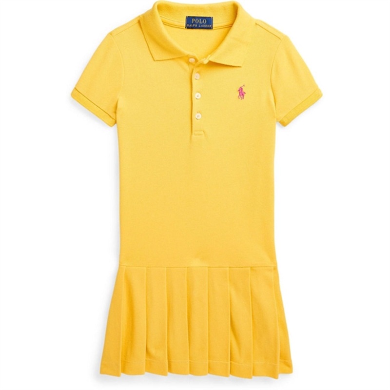 Polo Ralph Lauren Girls Dress Chrome Yellow W\/ Bright Pink