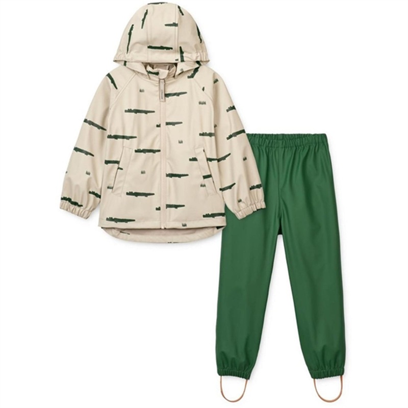 Liewood Moby Printed Rainwear Set Crocodile \/ Sandy