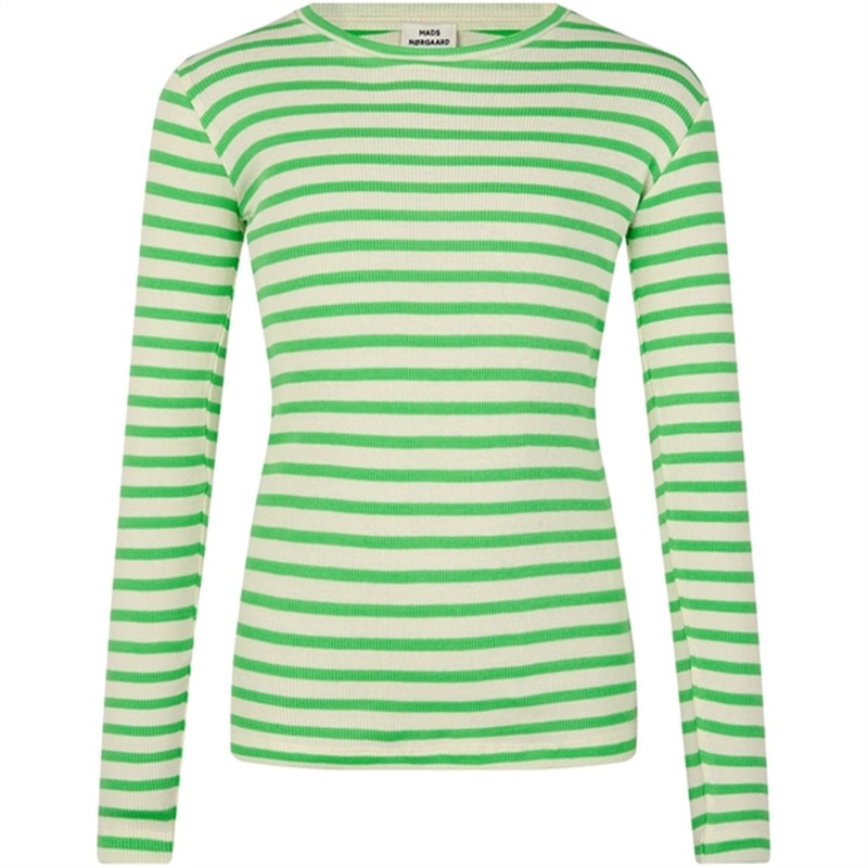 Mads Nrgaard 2x2 Cotton Stripe Talino Blouse Stripe\/Poison Green