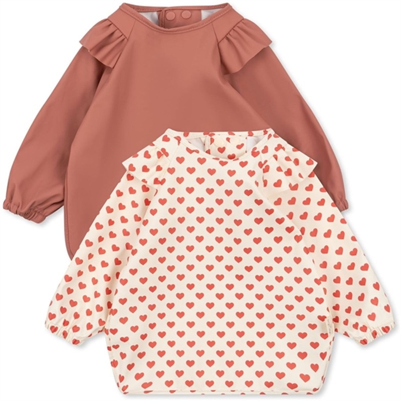 Konges Sljd Coeur Rouge 2-Pack Bib with Frills and Sleeves