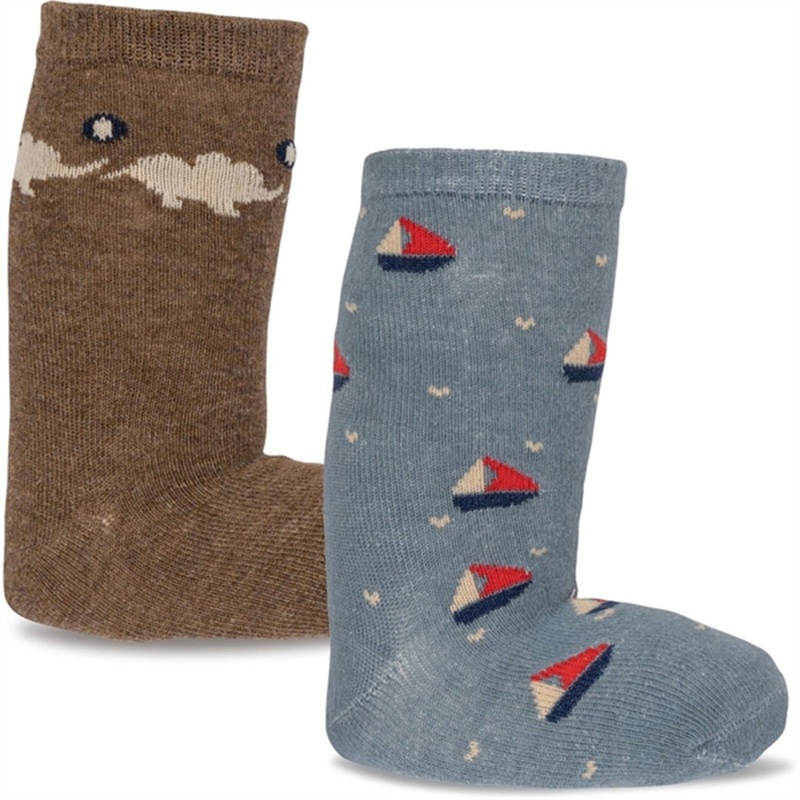 Konges Sljd Elephant\/Boat 2-Pack Lapis Socks
