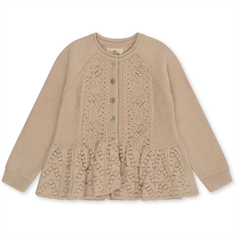 Konges Sljd Almond Milk Cabby Frill Wool Cardigan
