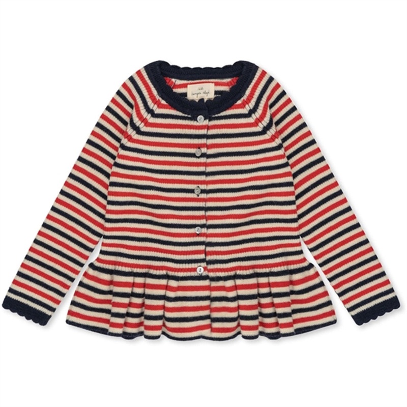 Konges Sljd Navy Stripe Meo Scallop Knit Cardigan