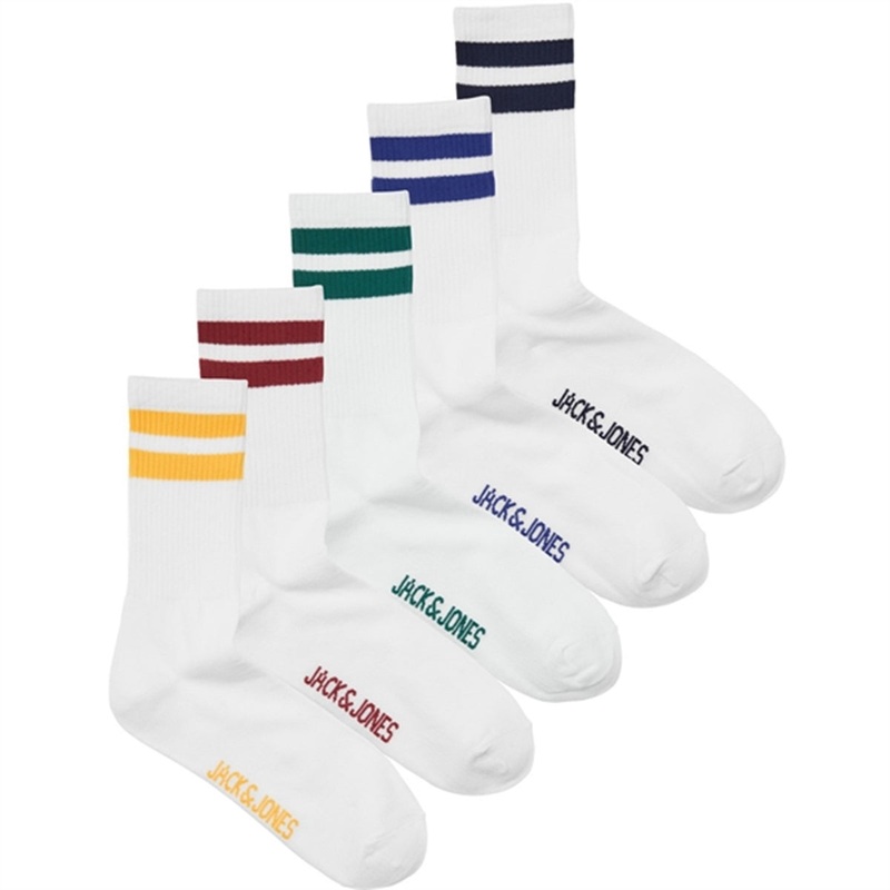 Jack \u0026 Jones Junior Rio Red Aventurine Two Stripes Tennis Socks 5-pack