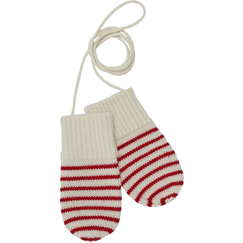FUB Baby Mittens Ecru\/Pure Red