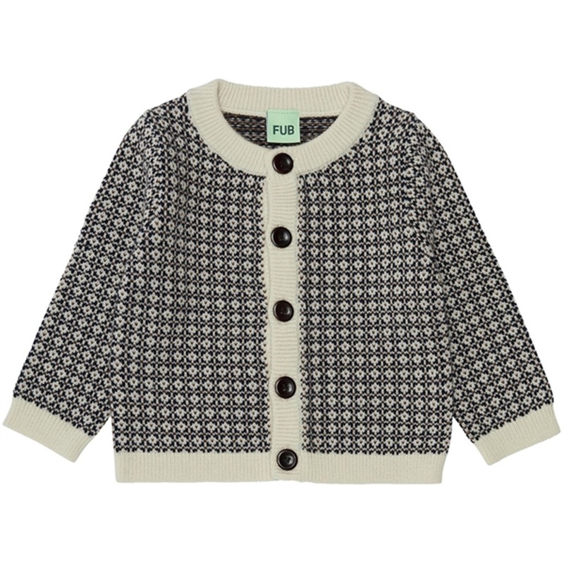 FUB Baby Nordic Cardigan Ecru\/Dark Navy\/Amber