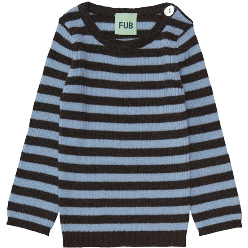 FUB Baby Rib Blouse Chcoclate\/Sky