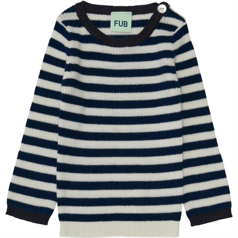 FUB Baby Rib Blouse Ecru\/Dark Navy