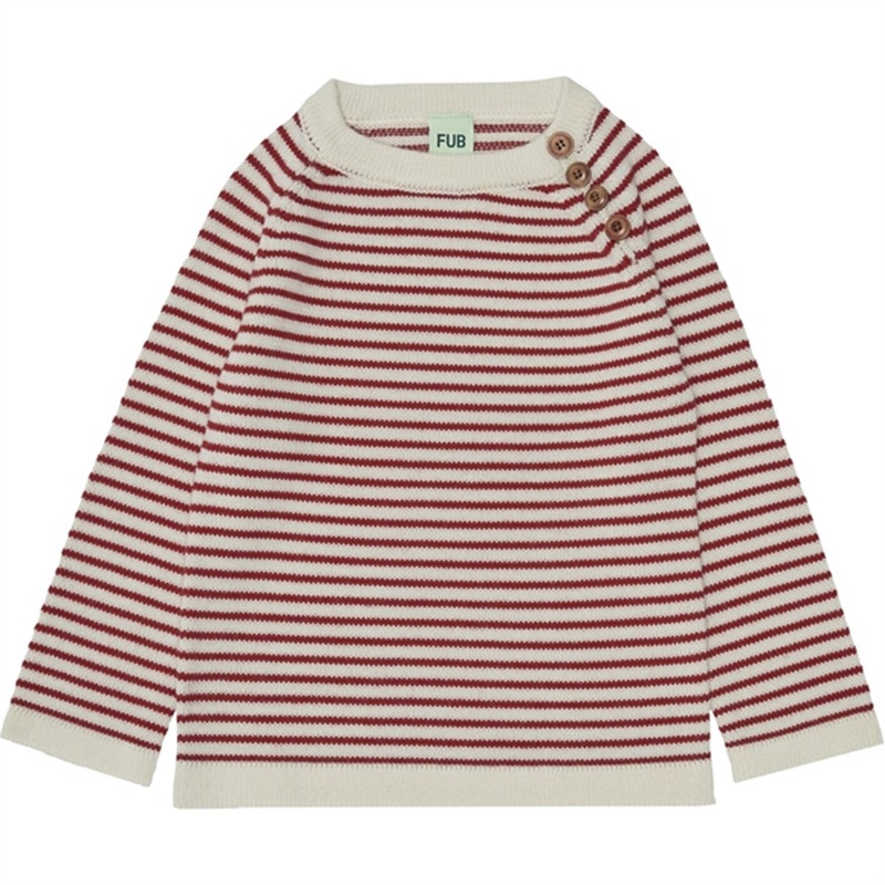 FUB Knitted Sweater Ecru\/Pure Red