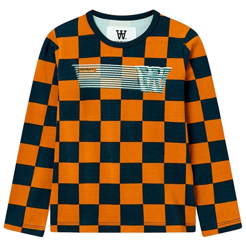 Wood Wood Eternal Blue\/Golden Brown Aop Kim Checkered Blouse