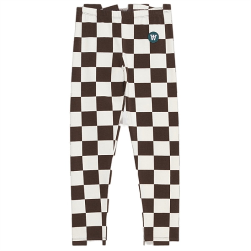 Wood Wood Off-White\/Black Coffee Aop Ira Checkered Leggings