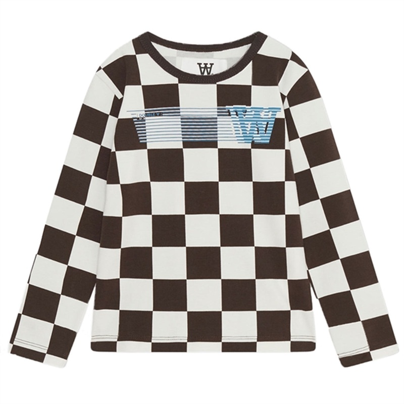 Wood Wood Off-White\/Black Coffee Aop Kim Checkered Blouse