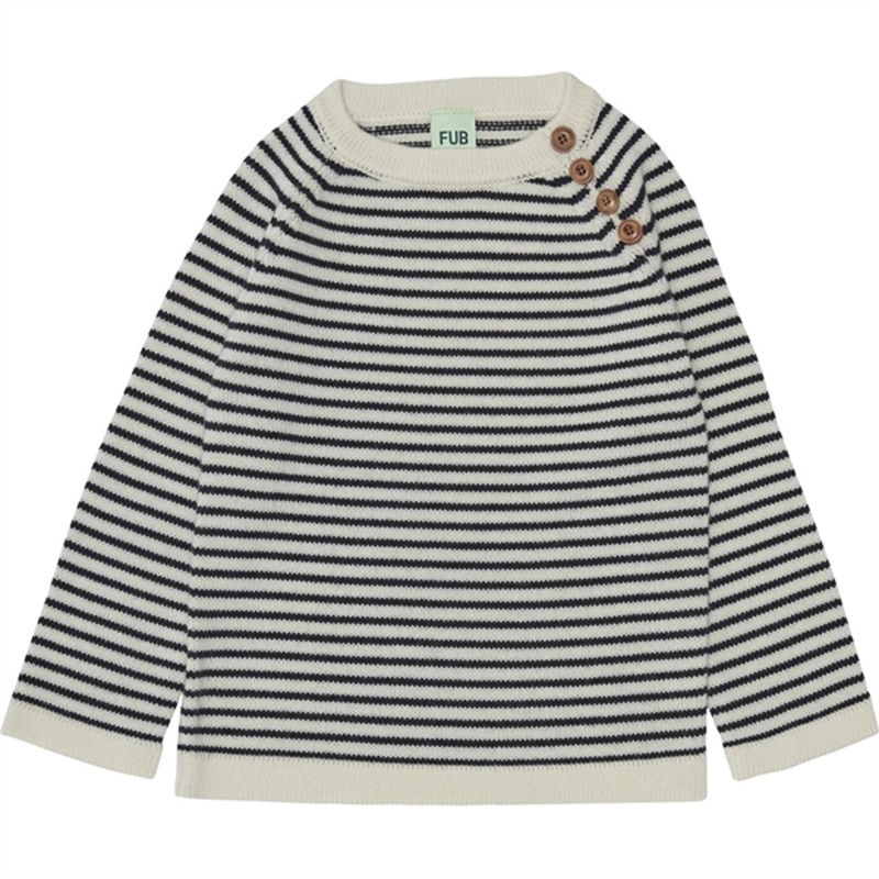 FUB Knitted Sweater Ecru\/Dark Navy