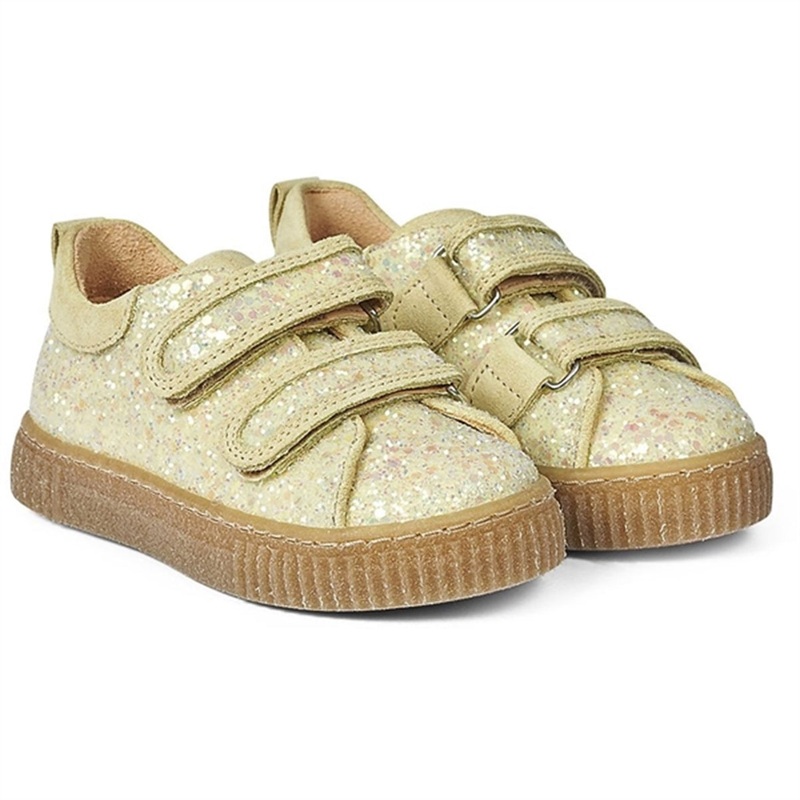 Angulus Glitter Sneaker M. Velcrolukning Lys Gul Glitter\/Lys Gul