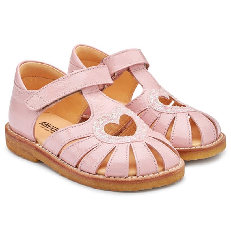 Angulus Hjerte Sandal W. Velcro Rose\/Rose Glitter