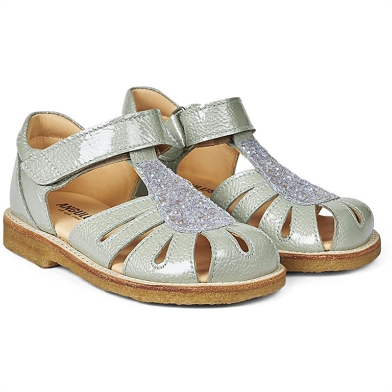 Angulus Sandal W. Velcro Mint\/Mint glitter