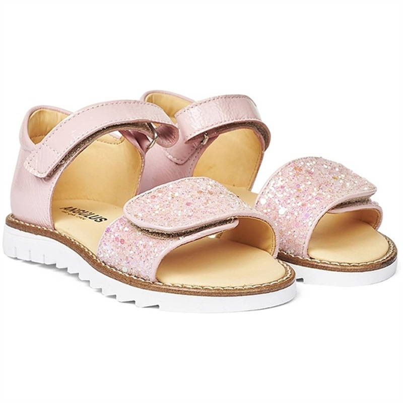 Angulus Sandal W. Velcro Rosa\/Rosa Glitter