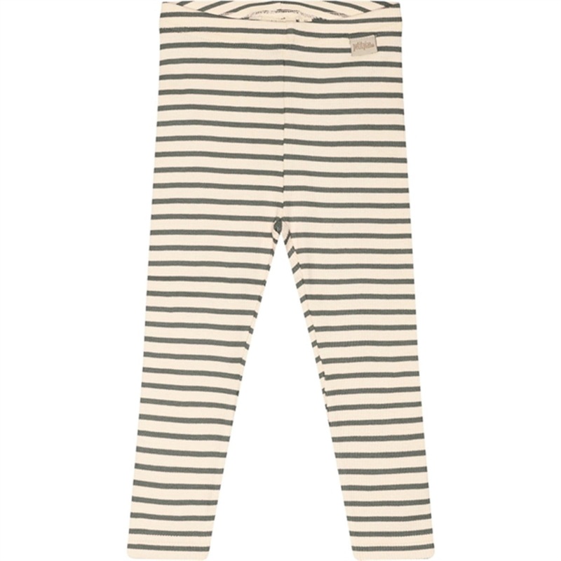 Petit Piao Balsam Green\/Off White Leggings Modal Striped