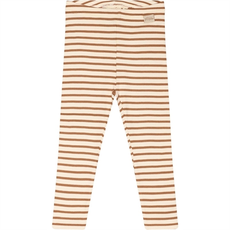 Petit Piao Caramel\/Off White Leggings Modal Striped