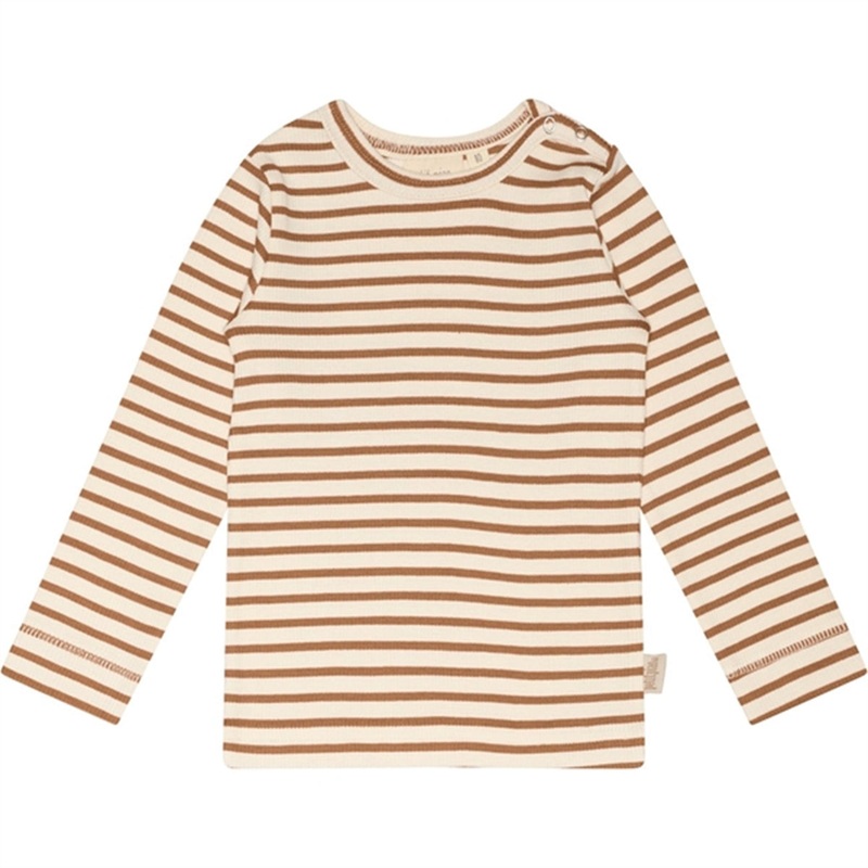 Petit Piao Caramel\/Off White T-shirt Modal Striped
