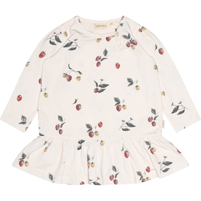 Petit Piao Raspberry Dress Gather Printed