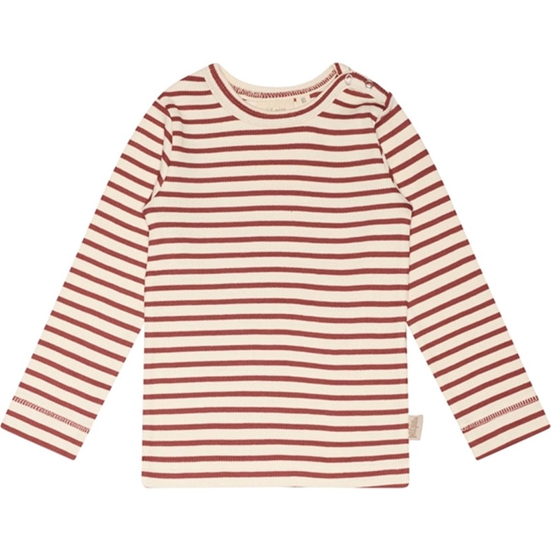 Petit Piao Berry Dust\/Off White T-shirt Modal Striped