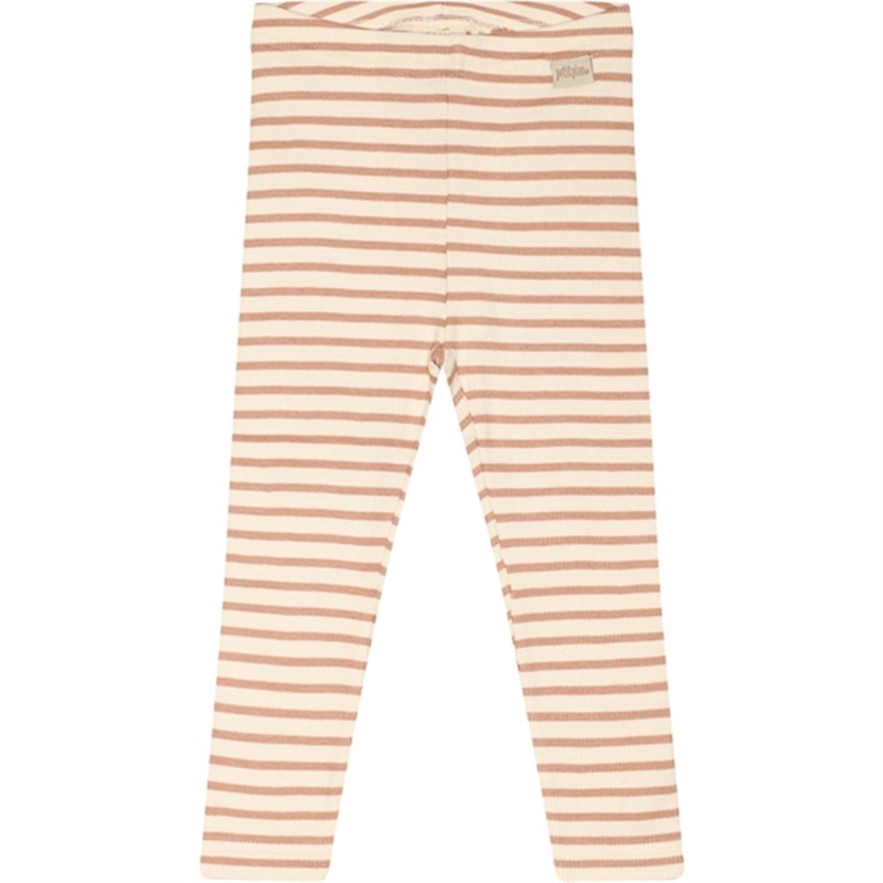 Petit Piao Caf Rose\/Off White Leggings Modal Striped
