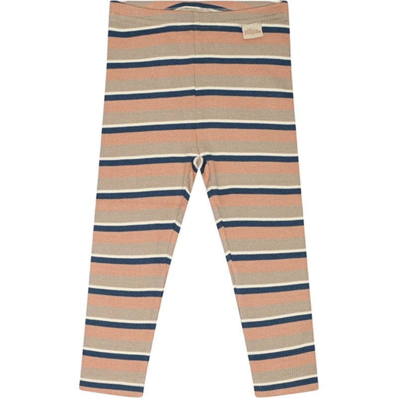 Petit Piao Caf Rose\/Soft Sand\/Denim Blue Leggings Modal Multi Striped