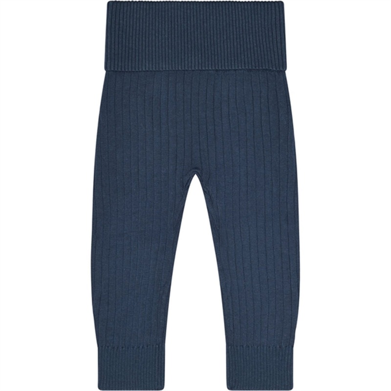 Petit Piao Dark Denim Pants Rib Knit Fold