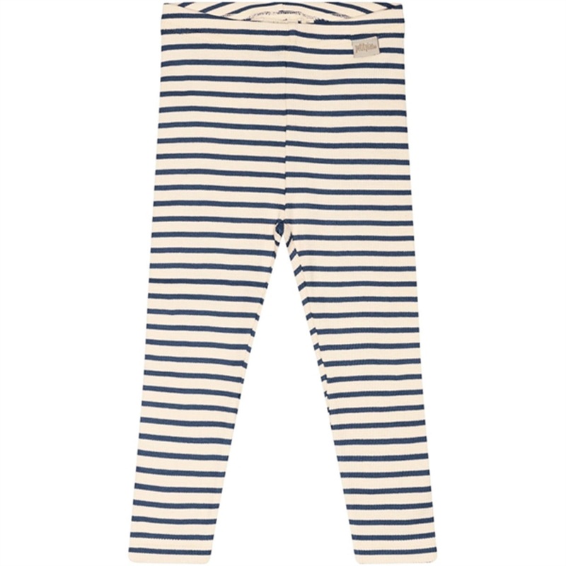 Petit Piao Denim Blue\/Off White Leggings Modal Striped