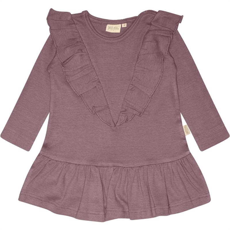 Petit Piao Lavender Mist Dress Modal V-Frill