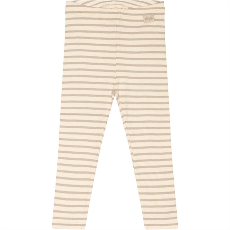 Petit Piao Soft Sand\/Off White Leggings Modal Striped