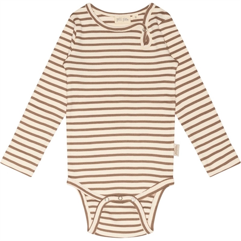 Petit Piao Walnut Brown\/Off White Body Modal Striped