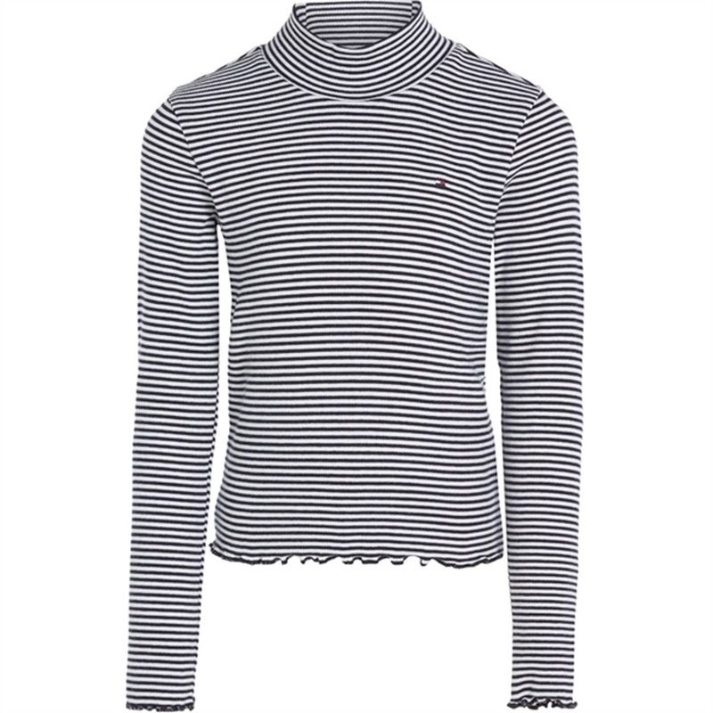 Tommy Hilfiger Stripe Mock Blouse White \/ Desert Sky Stripe
