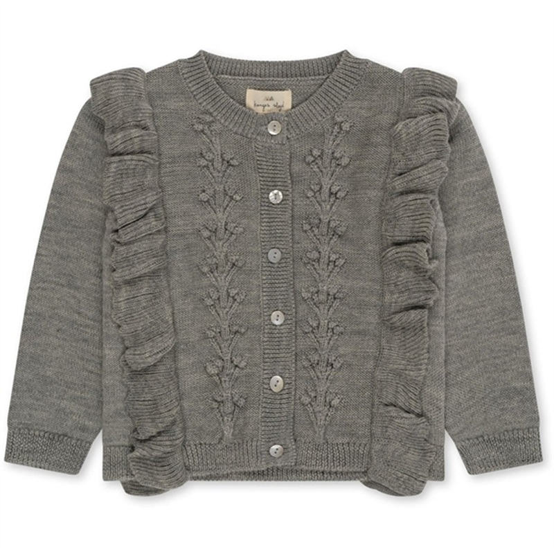 Konges Sljd Grey Melange Fiol Frill Cardigan